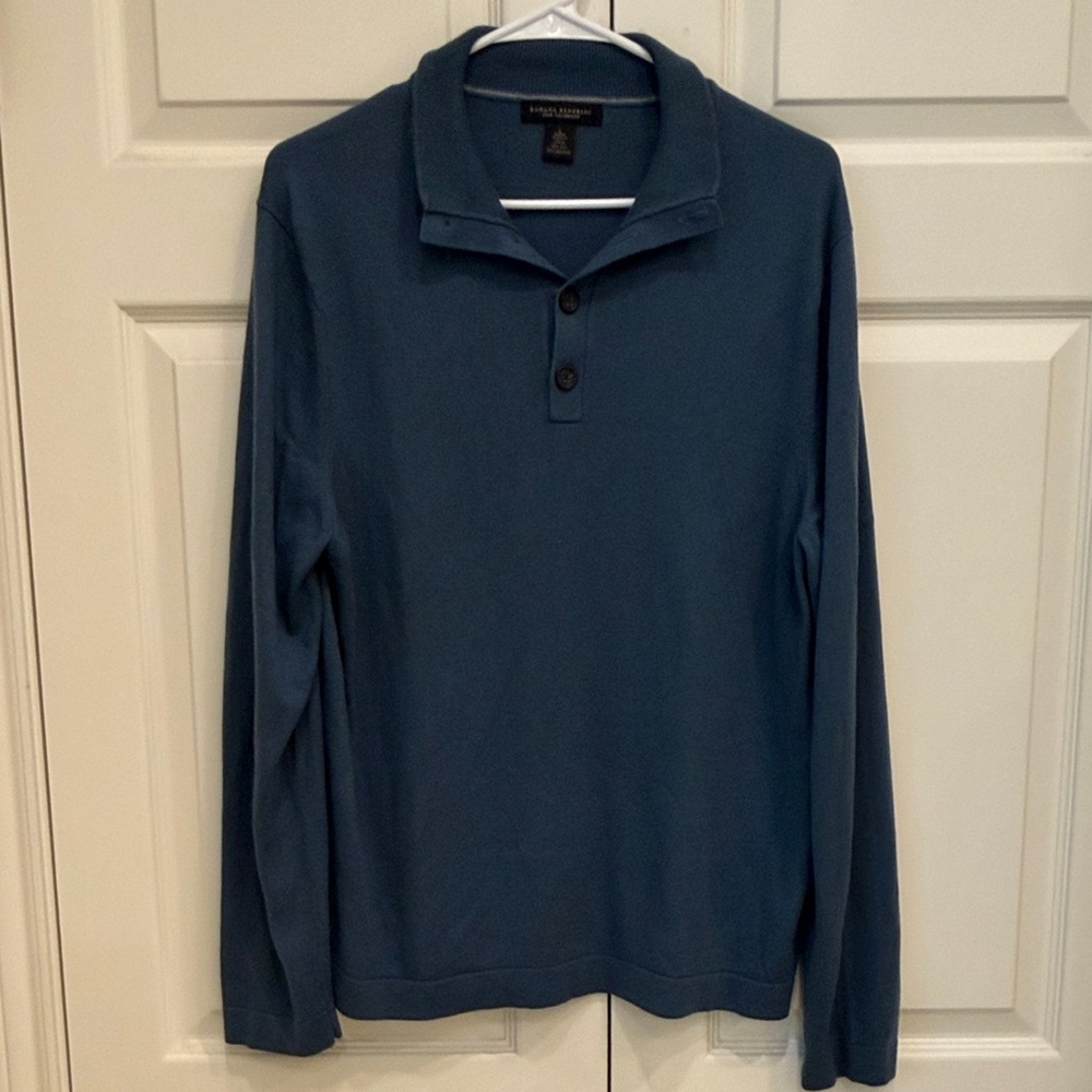 Banana Republic Grayish Blue Long Sleeve Polo